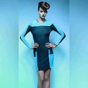 Alexander Wang black green style bodycon trendy day 2 nite stretch mini dress S